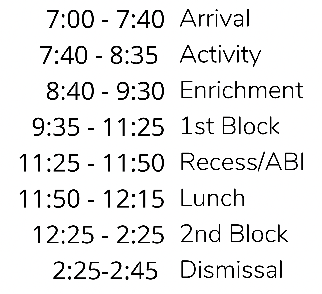 Ms. Miller’s Daily Schedule 